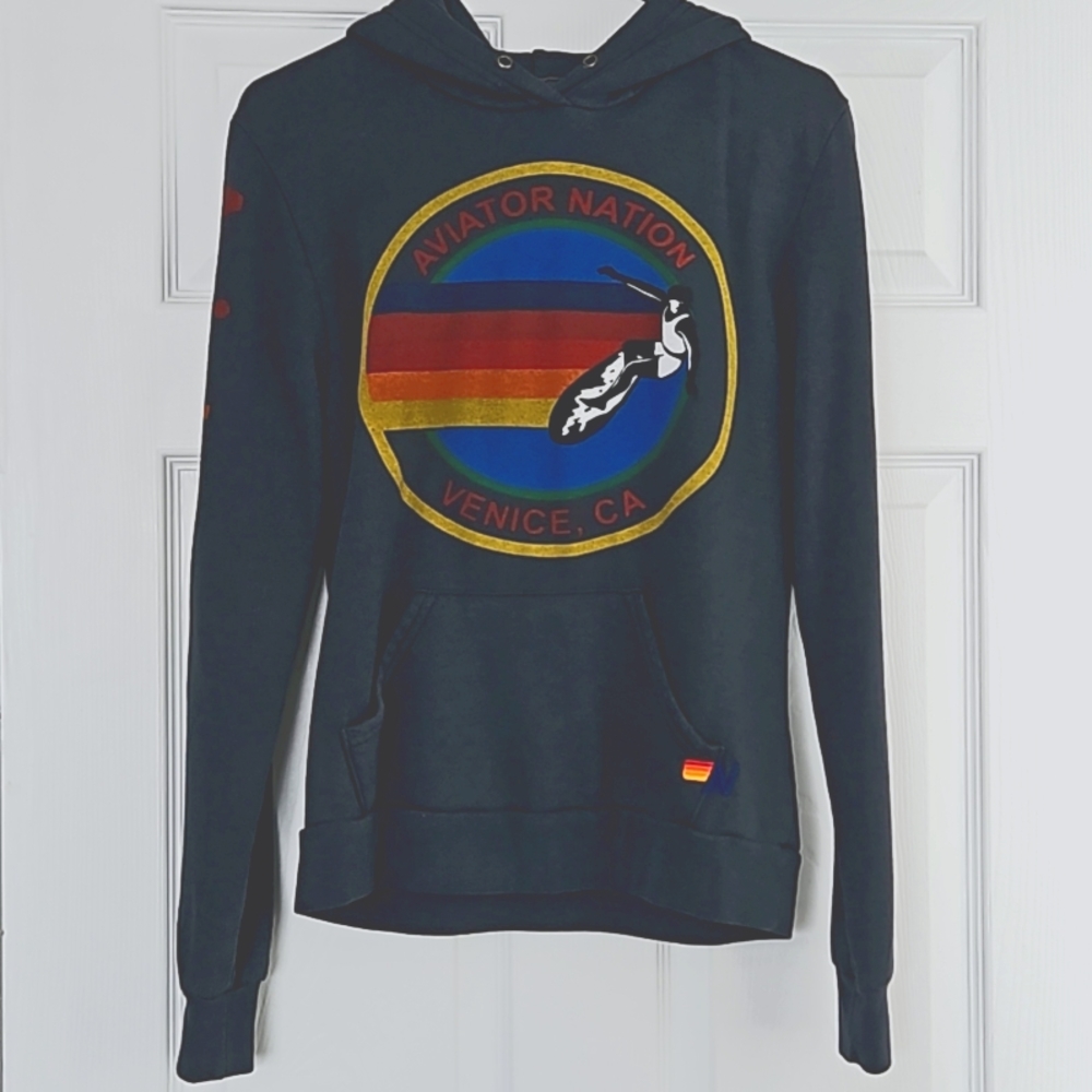 Aviator Nation logo hoodie. SM Charcoal